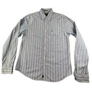 Vintage Abercrombie & Fitch Shirt Mens XL Blue Stripe Muscle Fit Button Down Y2K